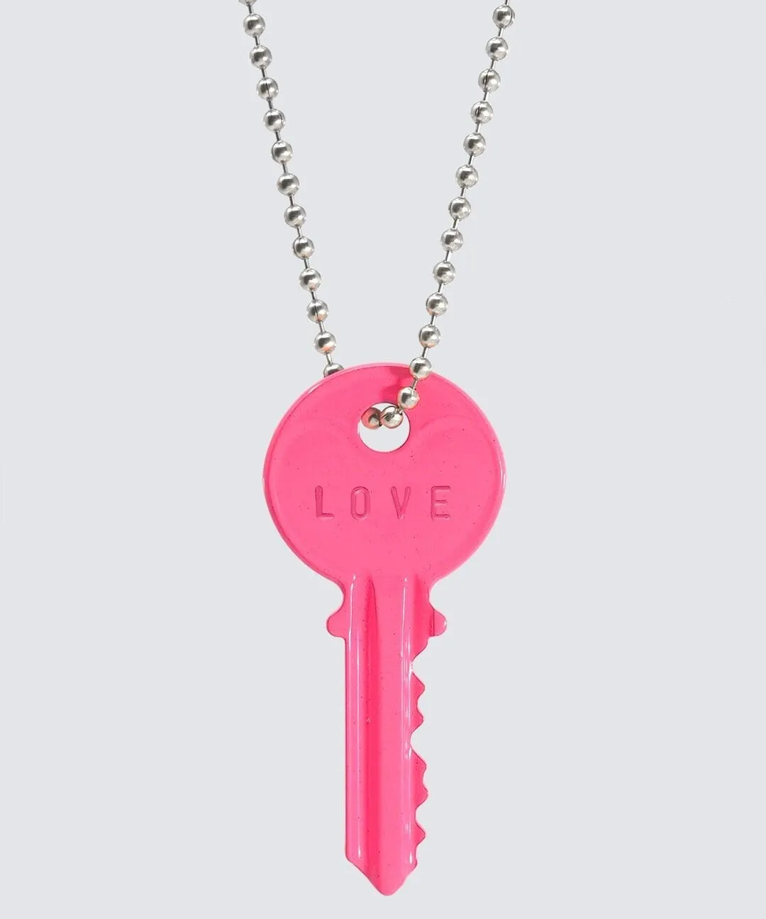 Color Classic Key Silver Ball Chain Necklace