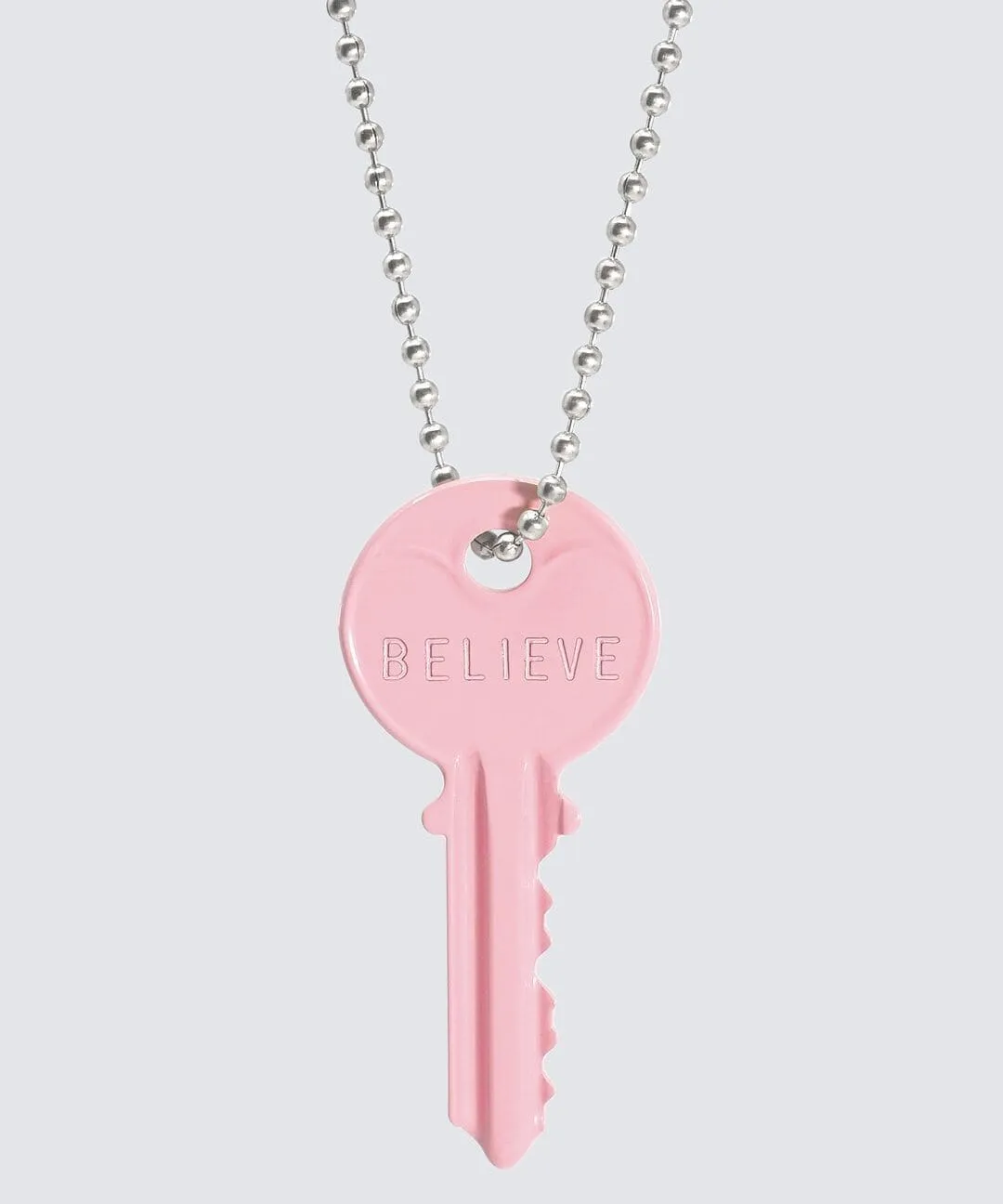 Color Classic Key Silver Ball Chain Necklace