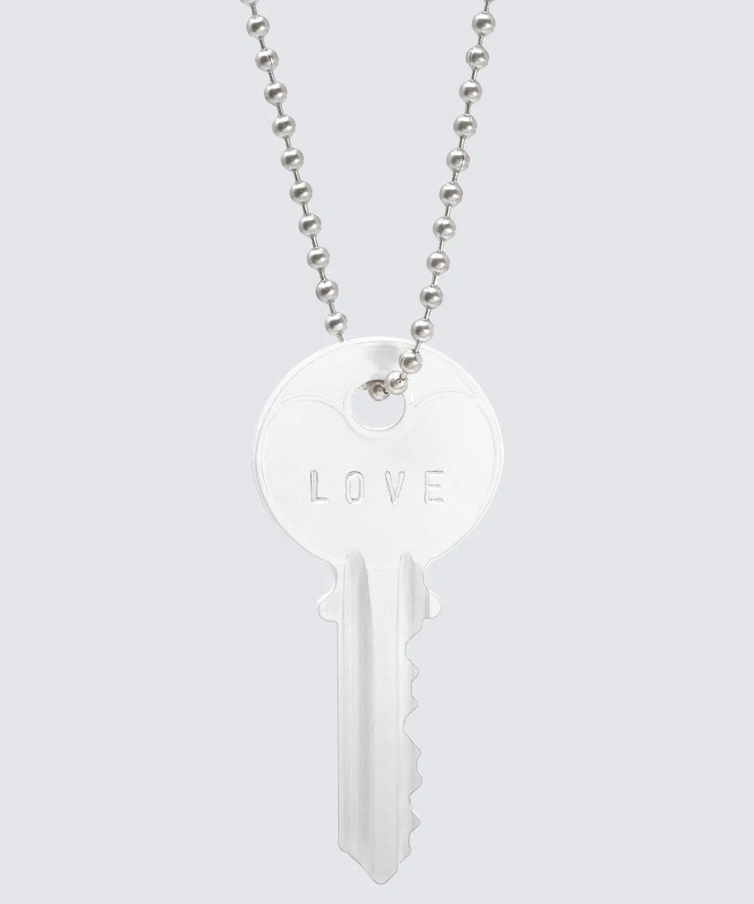 Color Classic Key Silver Ball Chain Necklace