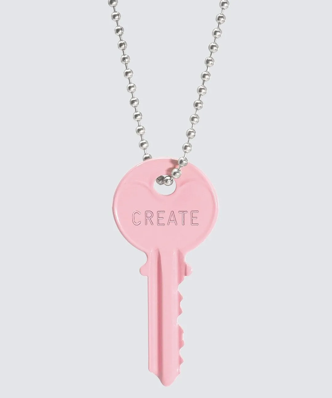 Color Classic Key Silver Ball Chain Necklace