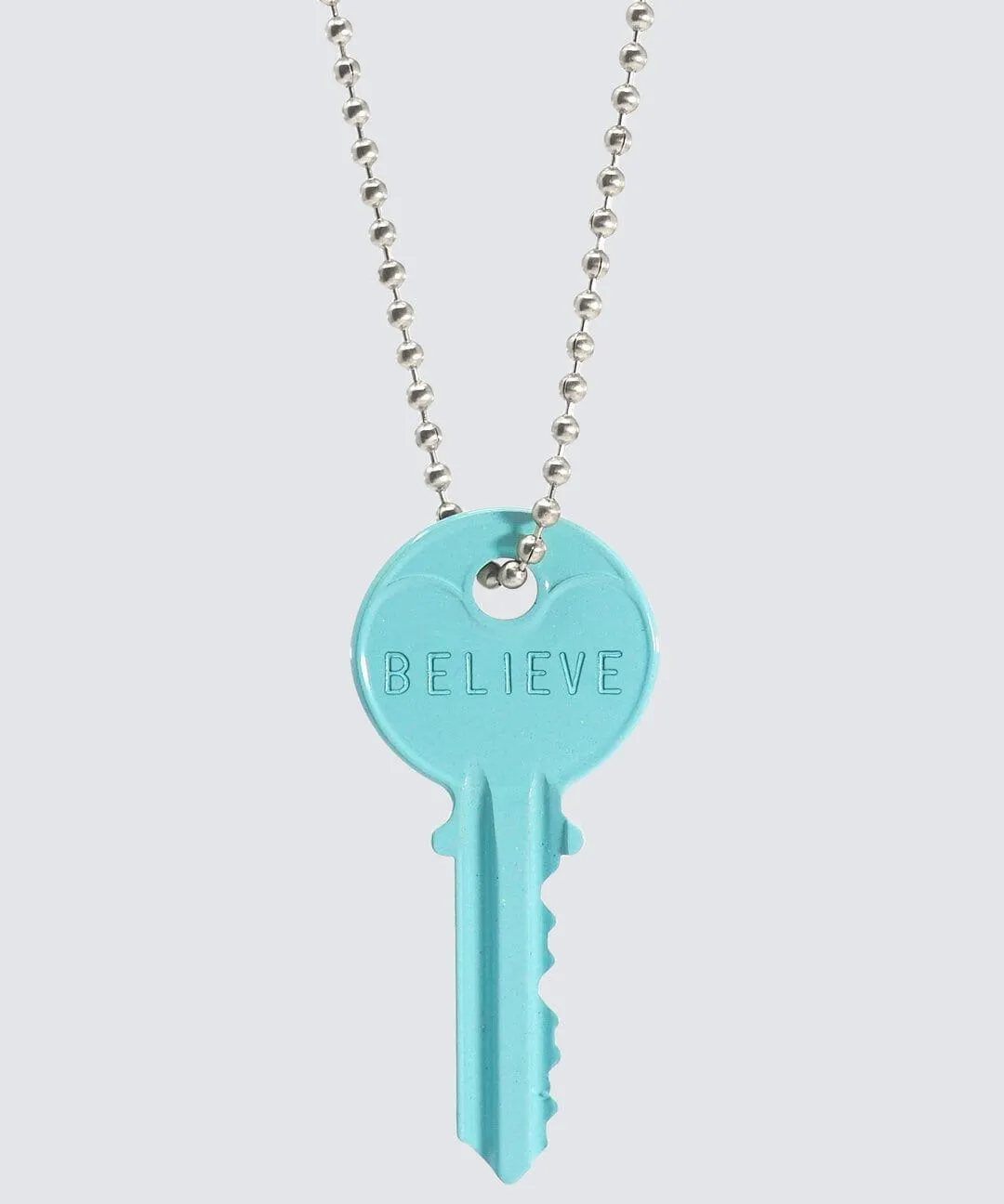 Color Classic Key Silver Ball Chain Necklace