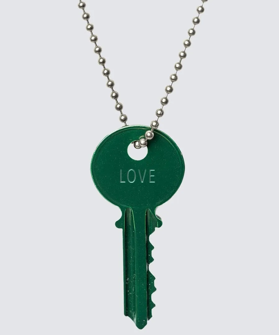 Color Classic Key Silver Ball Chain Necklace