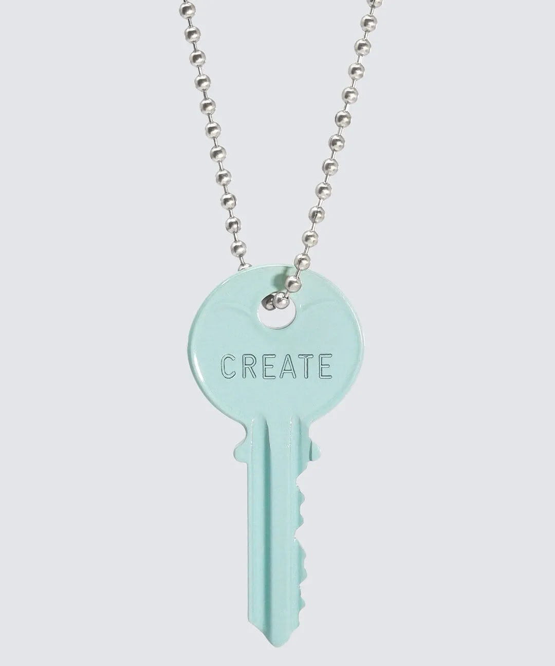 Color Classic Key Silver Ball Chain Necklace