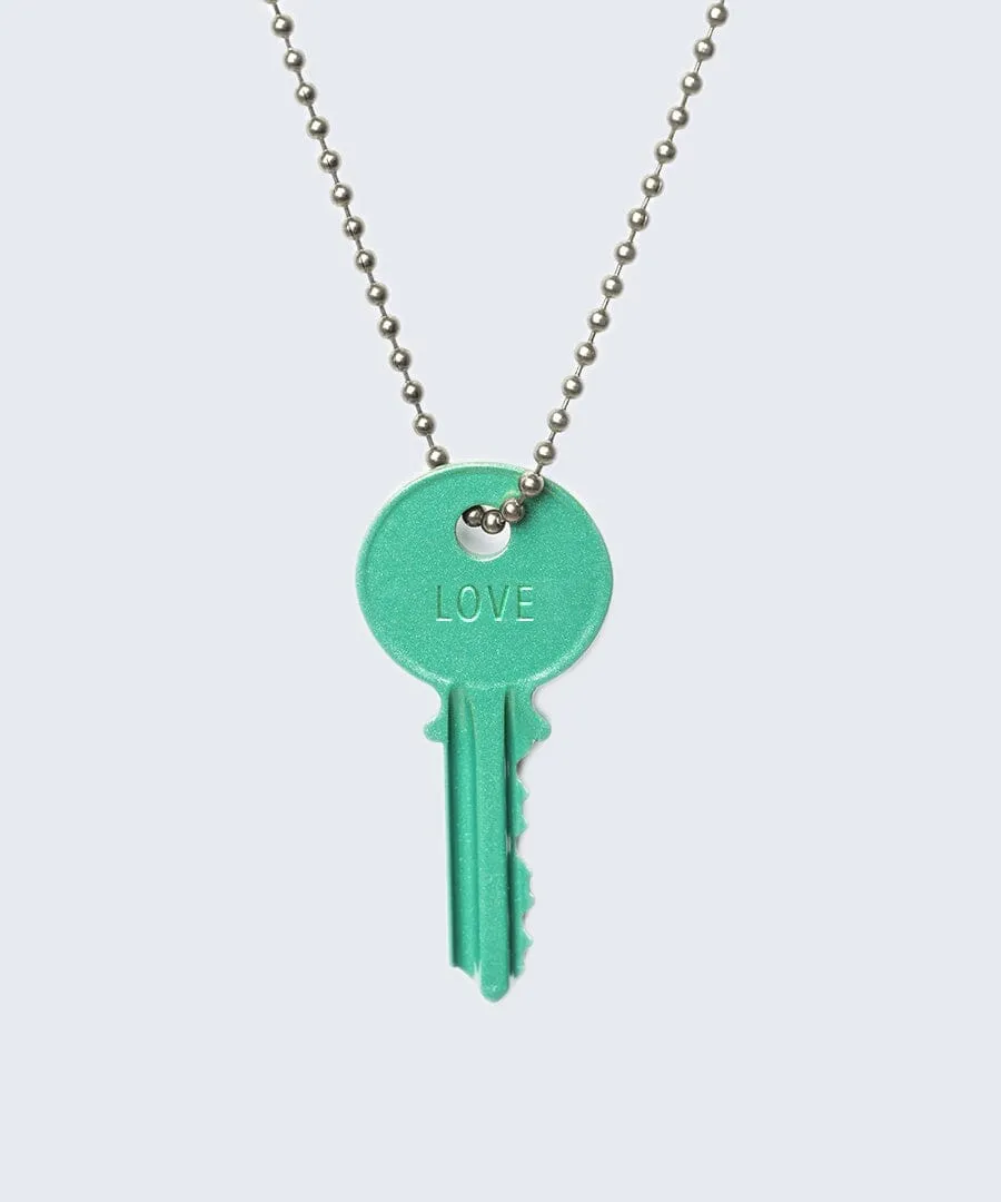 Color Classic Key Silver Ball Chain Necklace