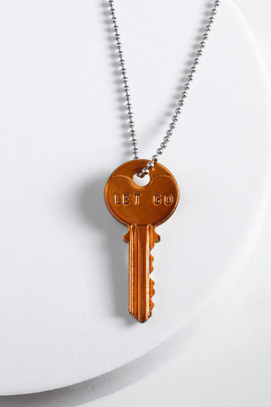 Color Classic Key Silver Ball Chain Necklace