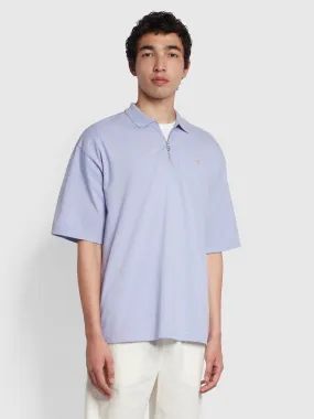 Costello Organic Cotton Zipped Polo Shirt In Dusty Lilac