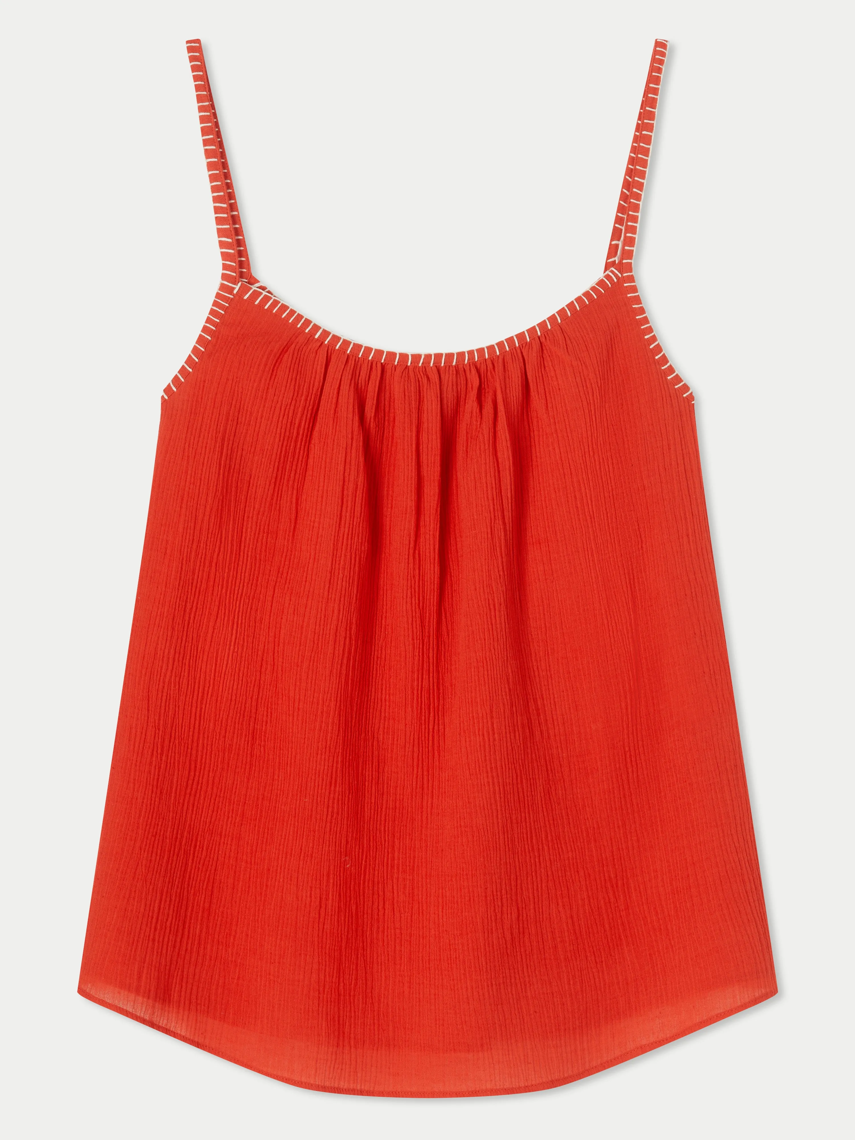 Cotton Embroidered Cami | Orange