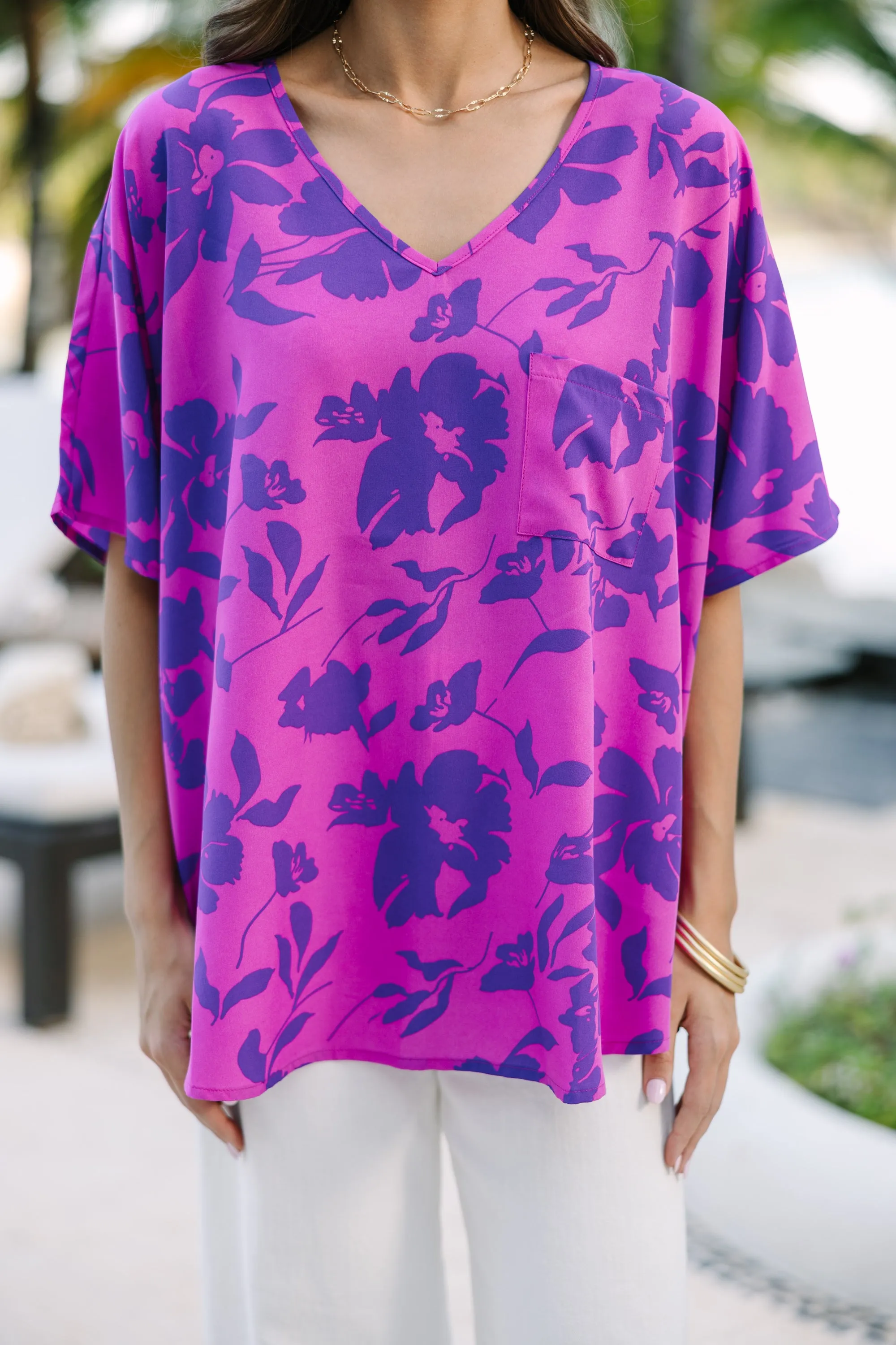 Couldn't Be Better Magenta Purple Floral Top