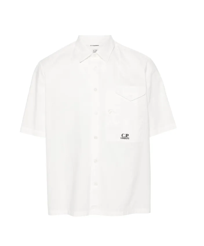 C.P. Company logo-embroidered cotton shirt