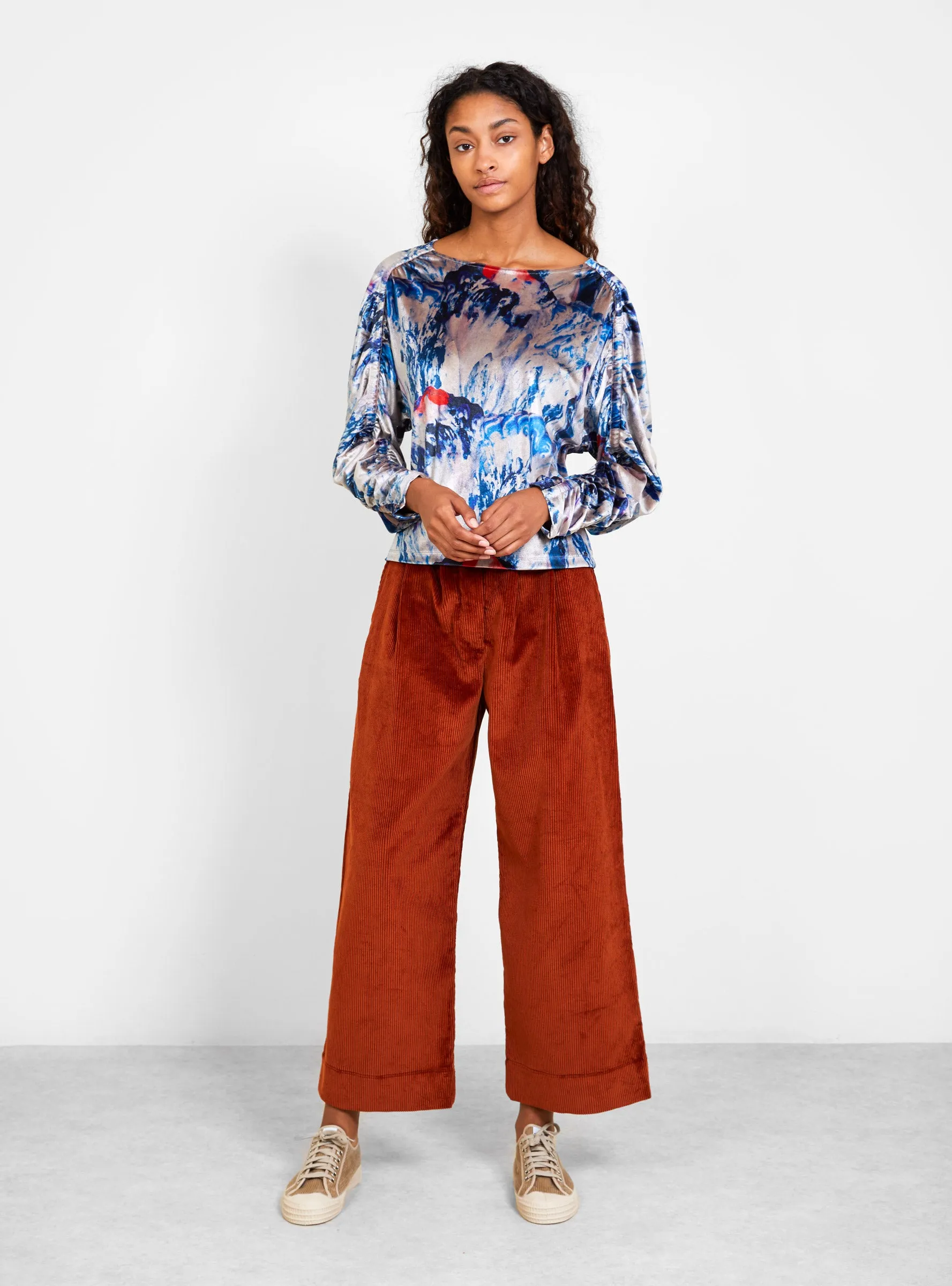 Cream Velvet Blouse Smashed Cherry