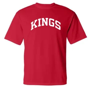 Curved Kings White Performance T-Shirt on Red