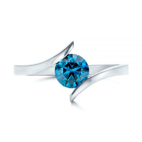 Custom Blue Diamond Solitaire Engagement Ring [Setting Only] - EC092