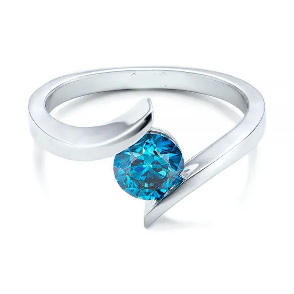 Custom Blue Diamond Solitaire Engagement Ring [Setting Only] - EC092