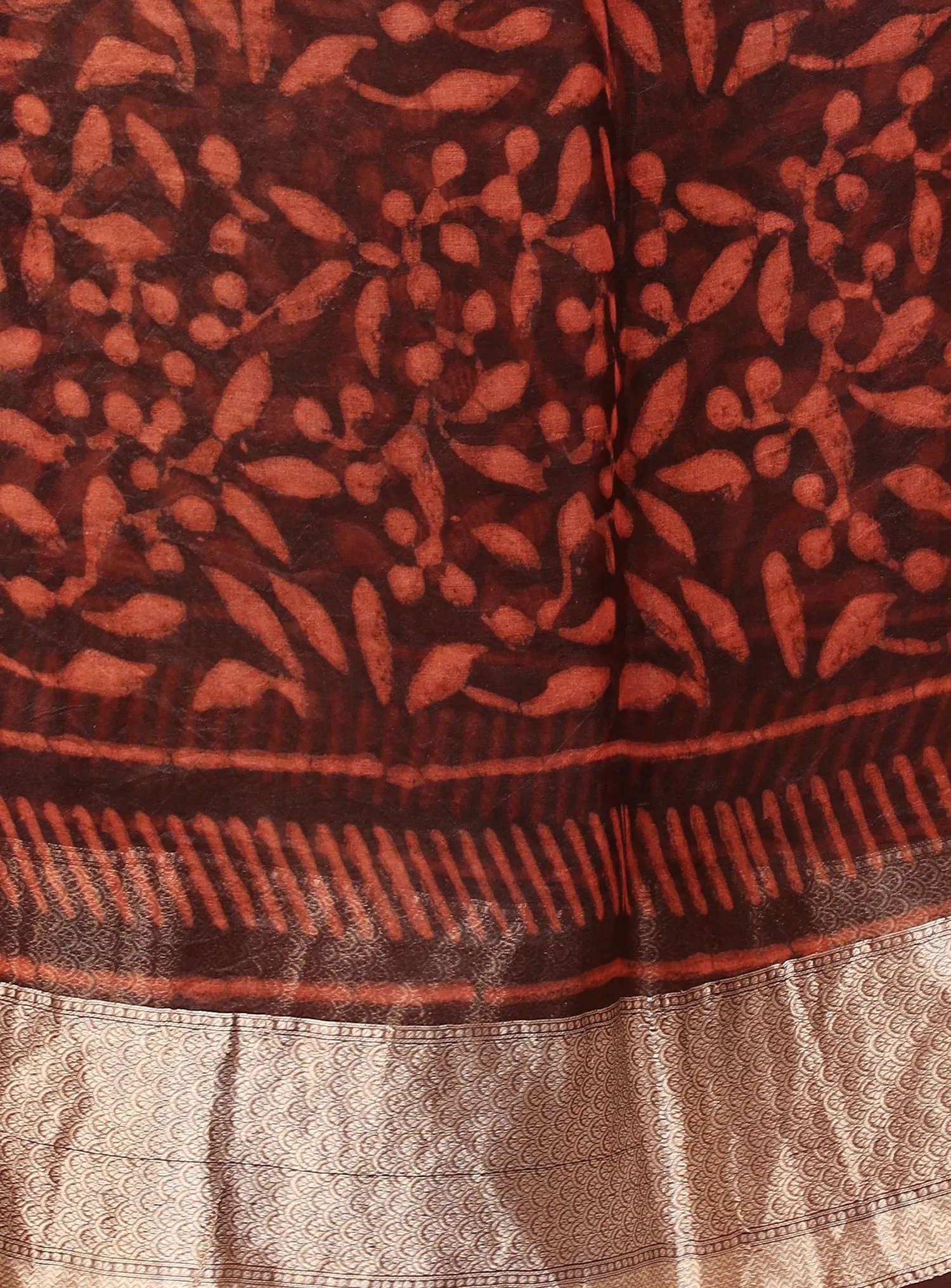 Dabu print Organza Saree with Zari work.