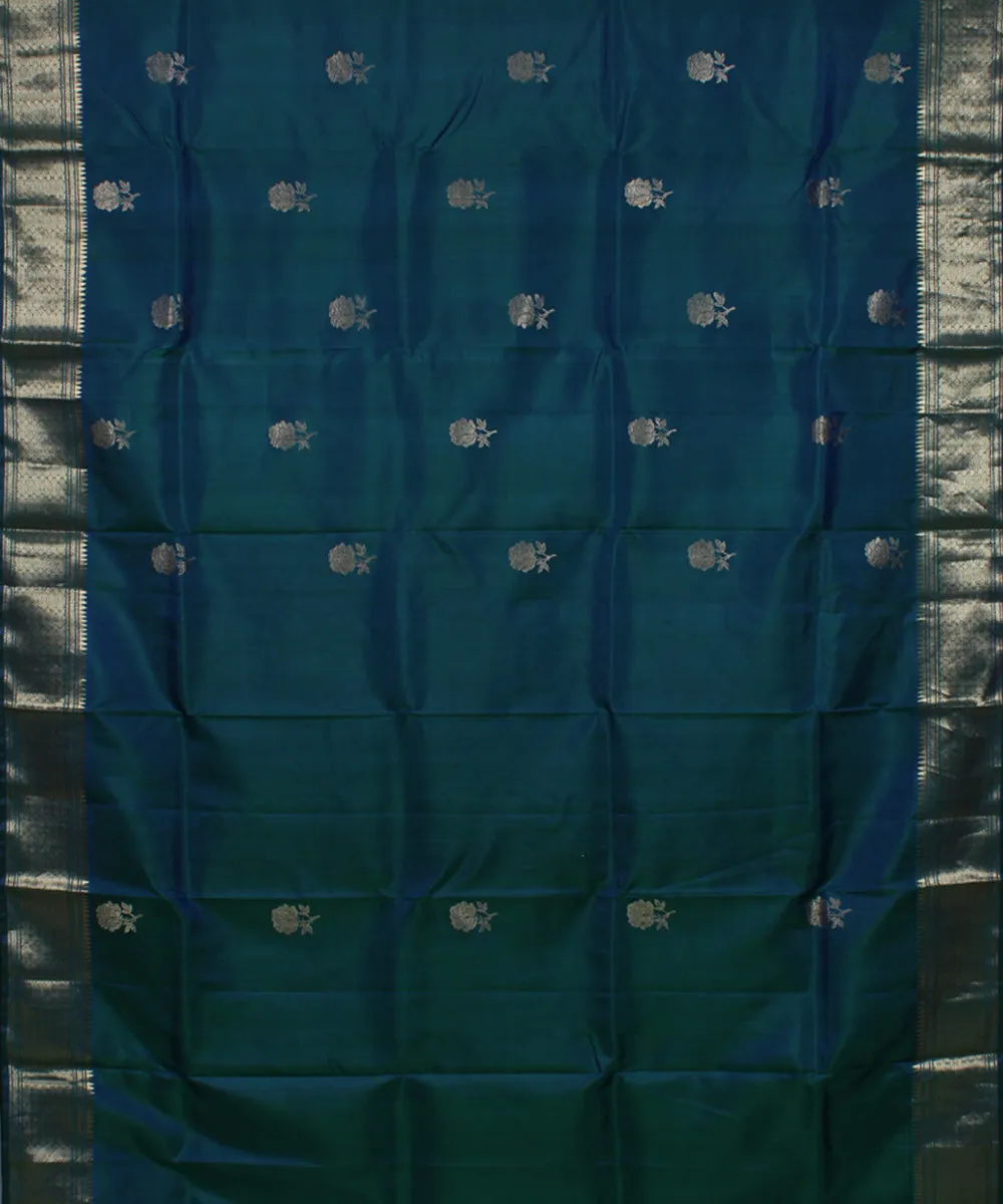 Dark green handwoven silk baluchari saree