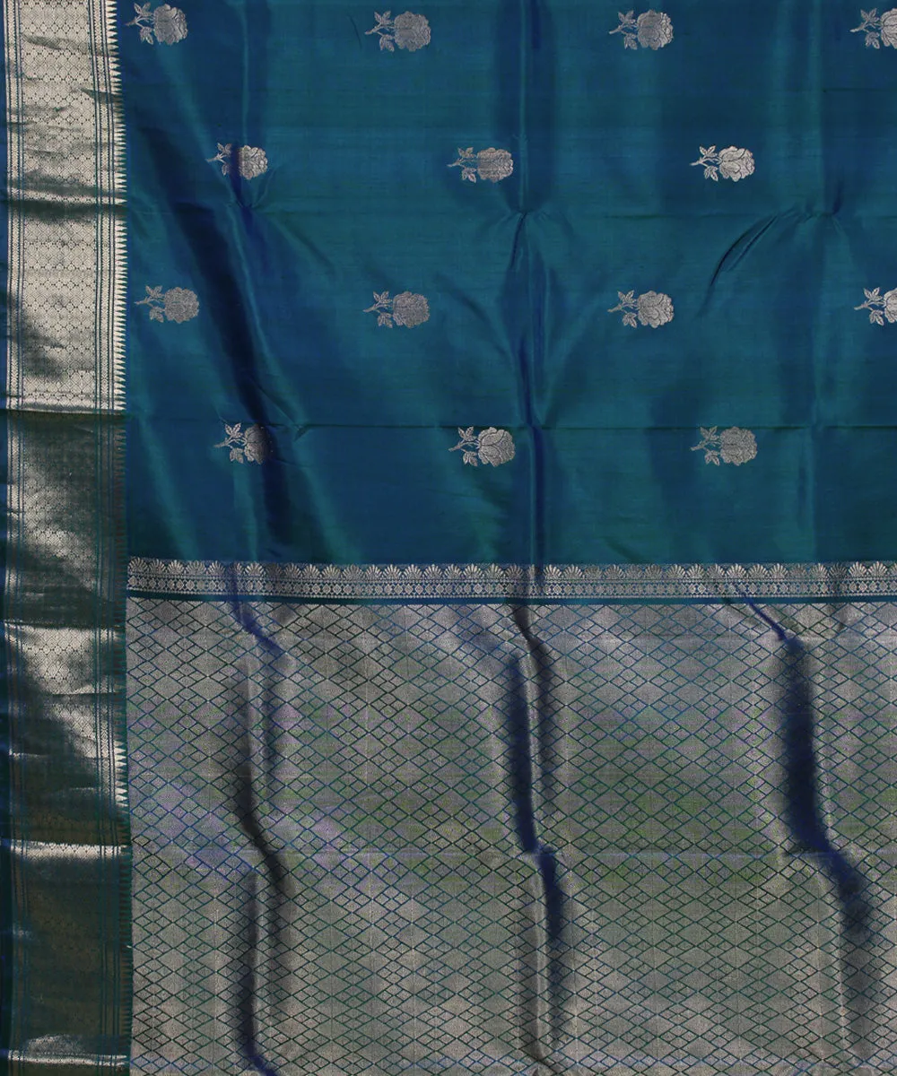 Dark green handwoven silk baluchari saree