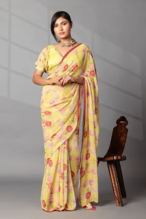 Digital  Floral Print Georgette Saree