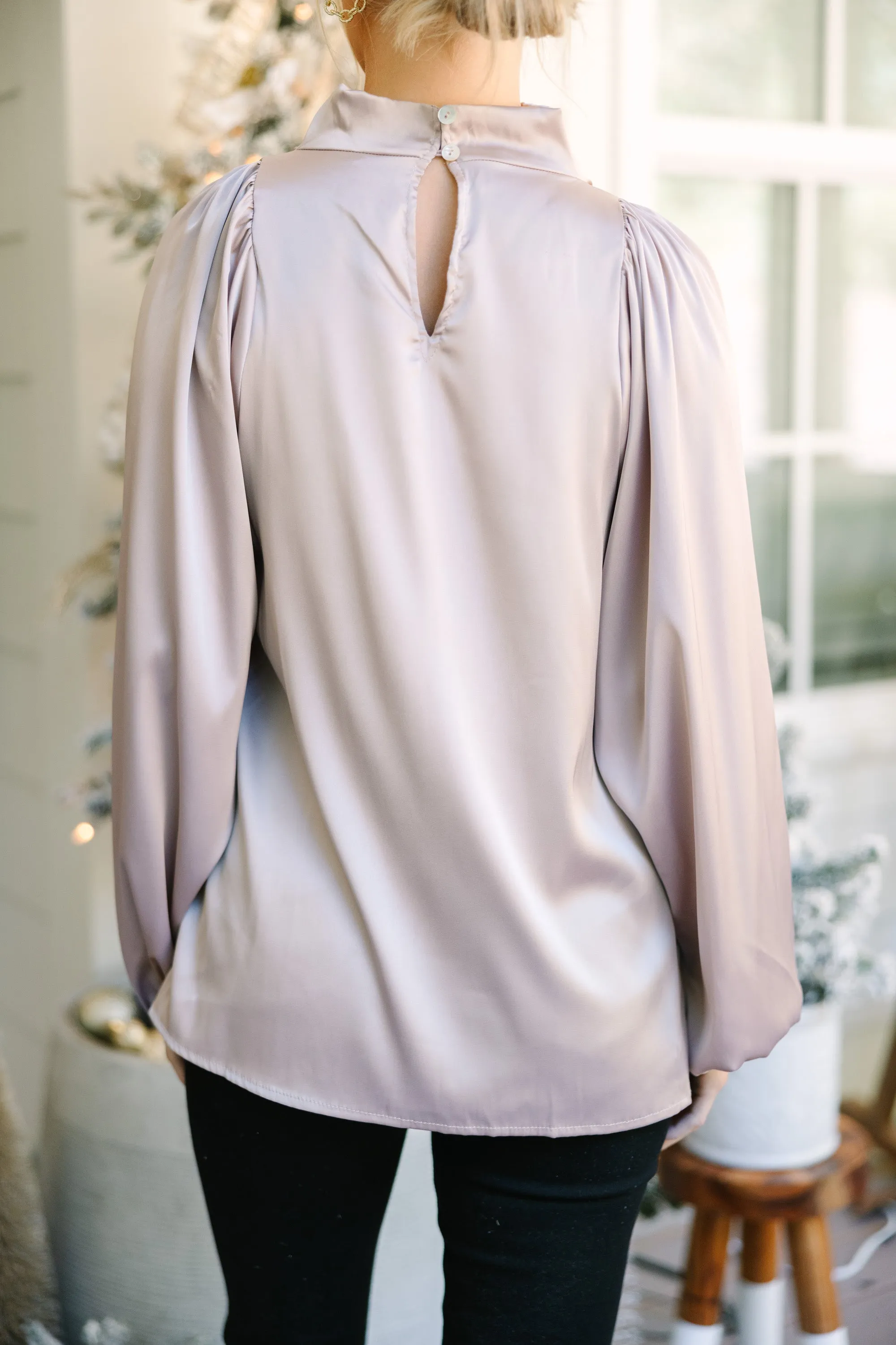 Embrace The Joy Champagne Satin Blouse