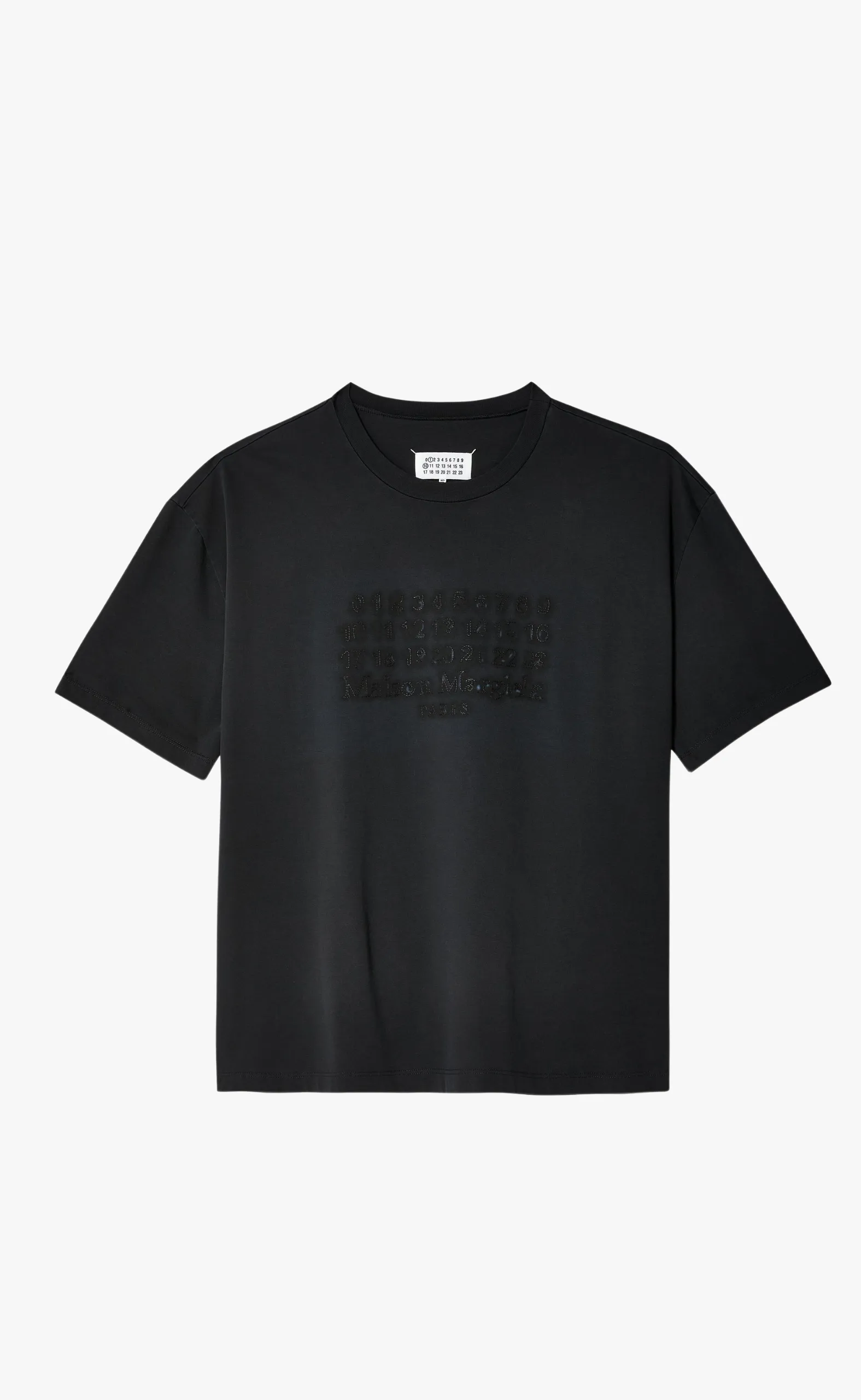 EMBROIDERED LOGO WASHED BLACK T-SHIRT