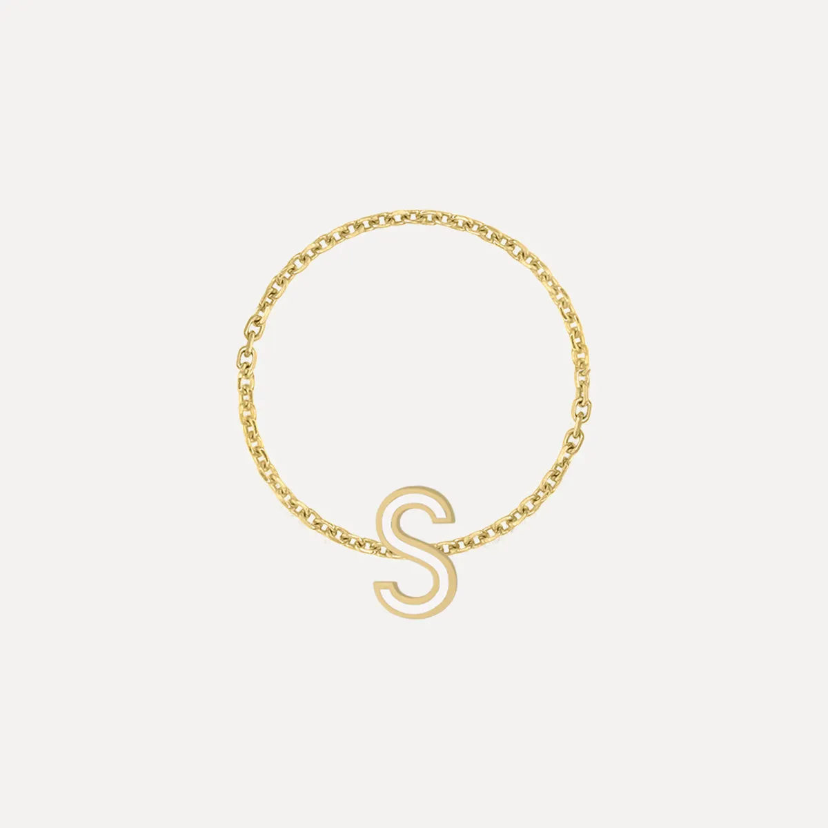 Enamel Letter Chain Ring