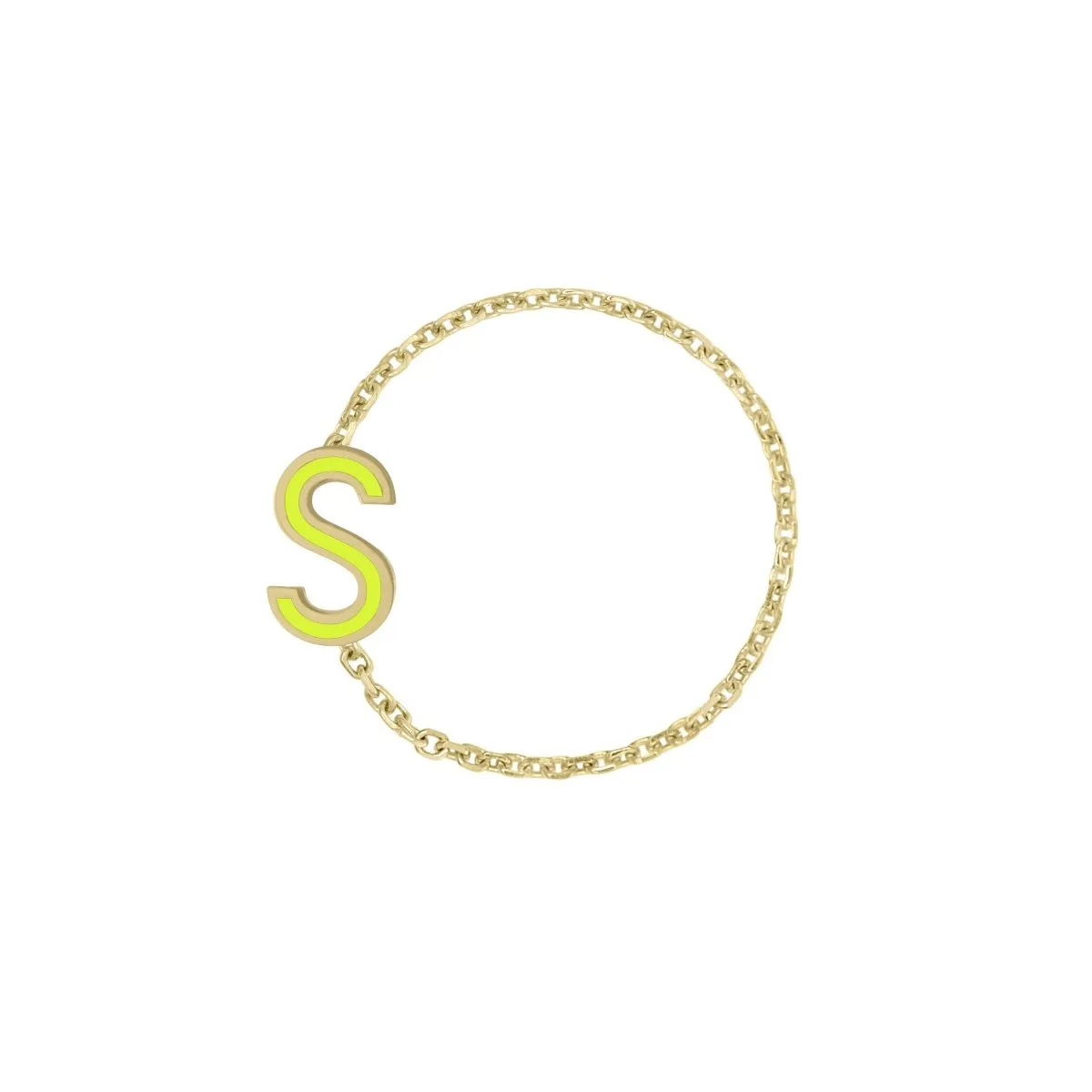 Enamel Letter Chain Ring