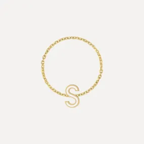 Enamel Letter Chain Ring