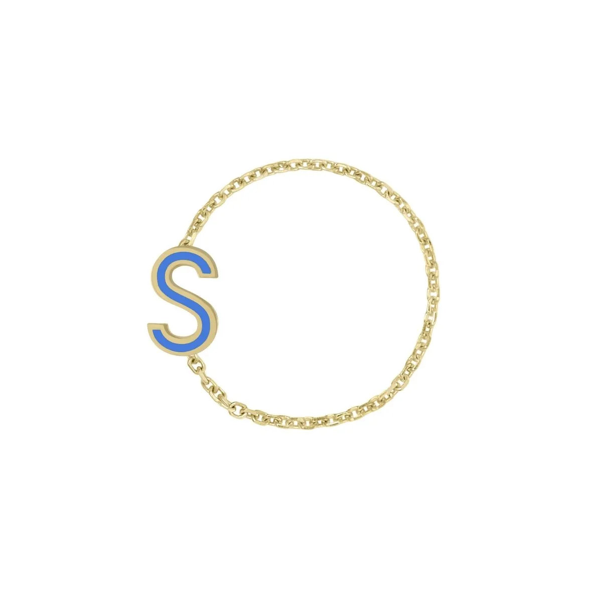 Enamel Letter Chain Ring