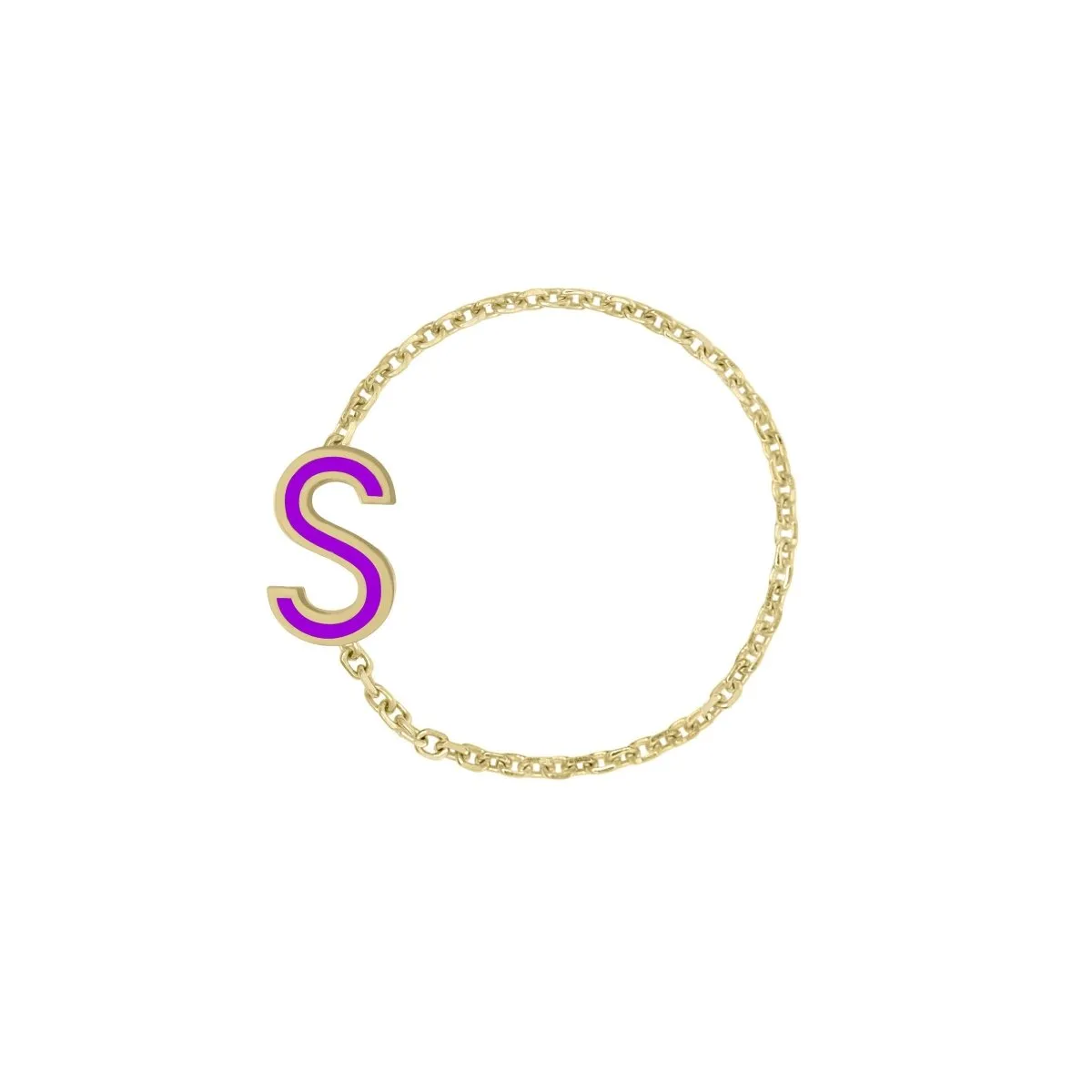 Enamel Letter Chain Ring