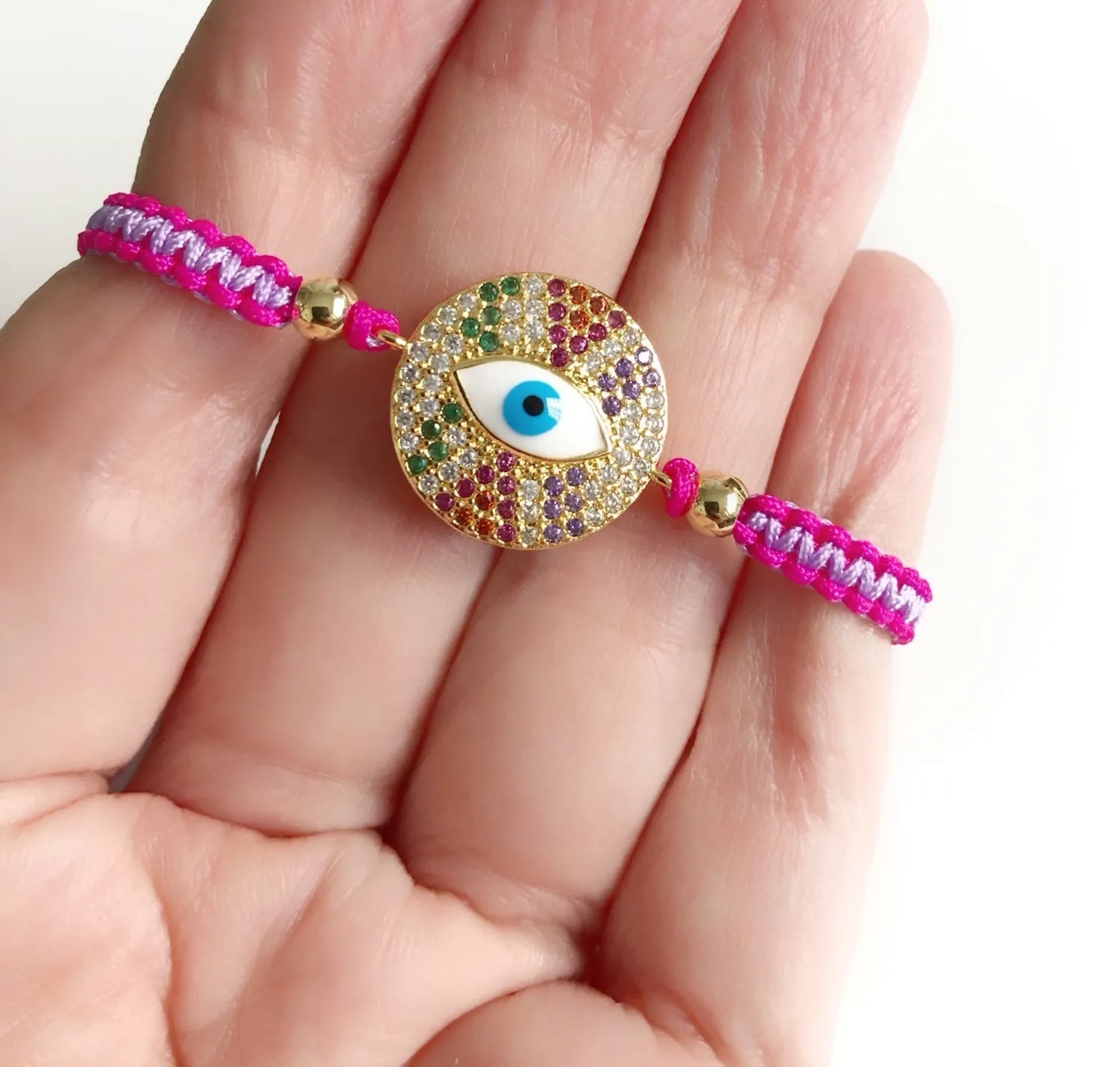 Evil Eye Pink Bracelet, Protection Bracelet for Women