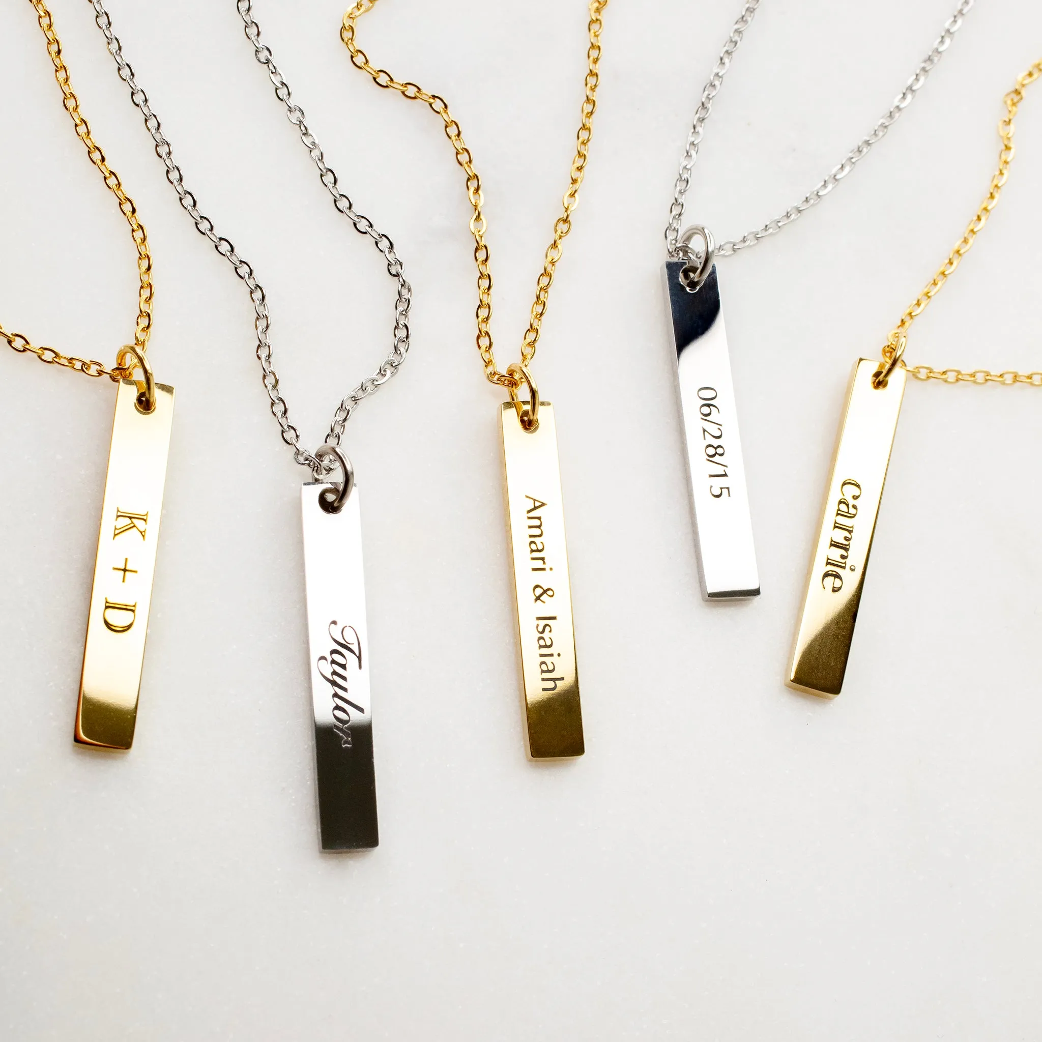 Extra Charm for Luca Engraved Vertical Name Bar Necklace - Personalized Add-On Pendant