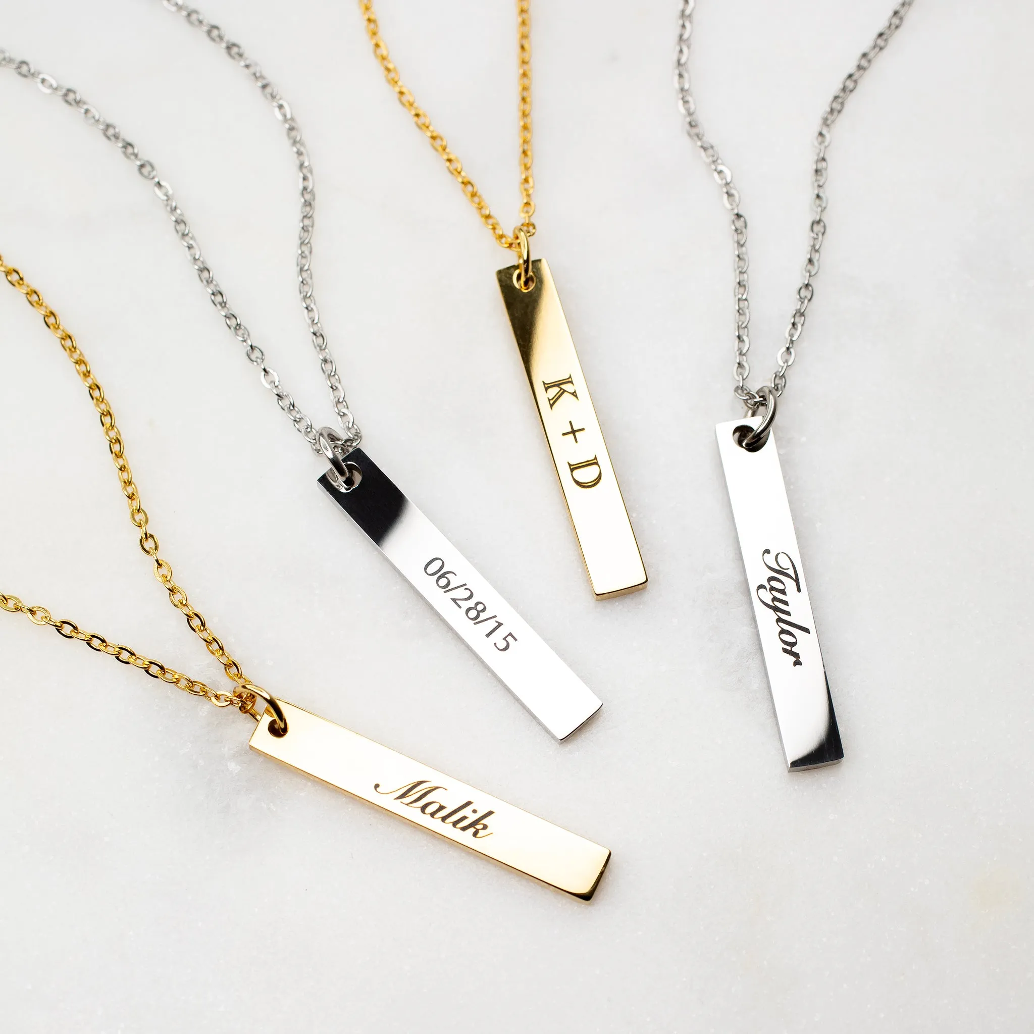 Extra Charm for Luca Engraved Vertical Name Bar Necklace - Personalized Add-On Pendant