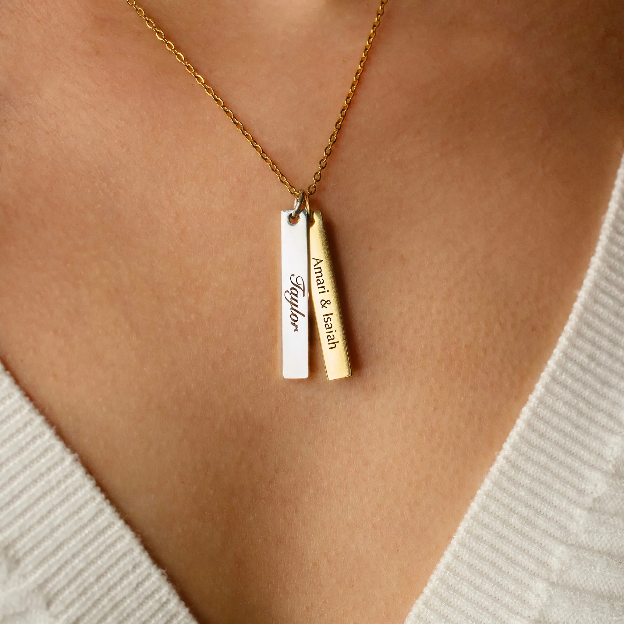 Extra Charm for Luca Engraved Vertical Name Bar Necklace - Personalized Add-On Pendant