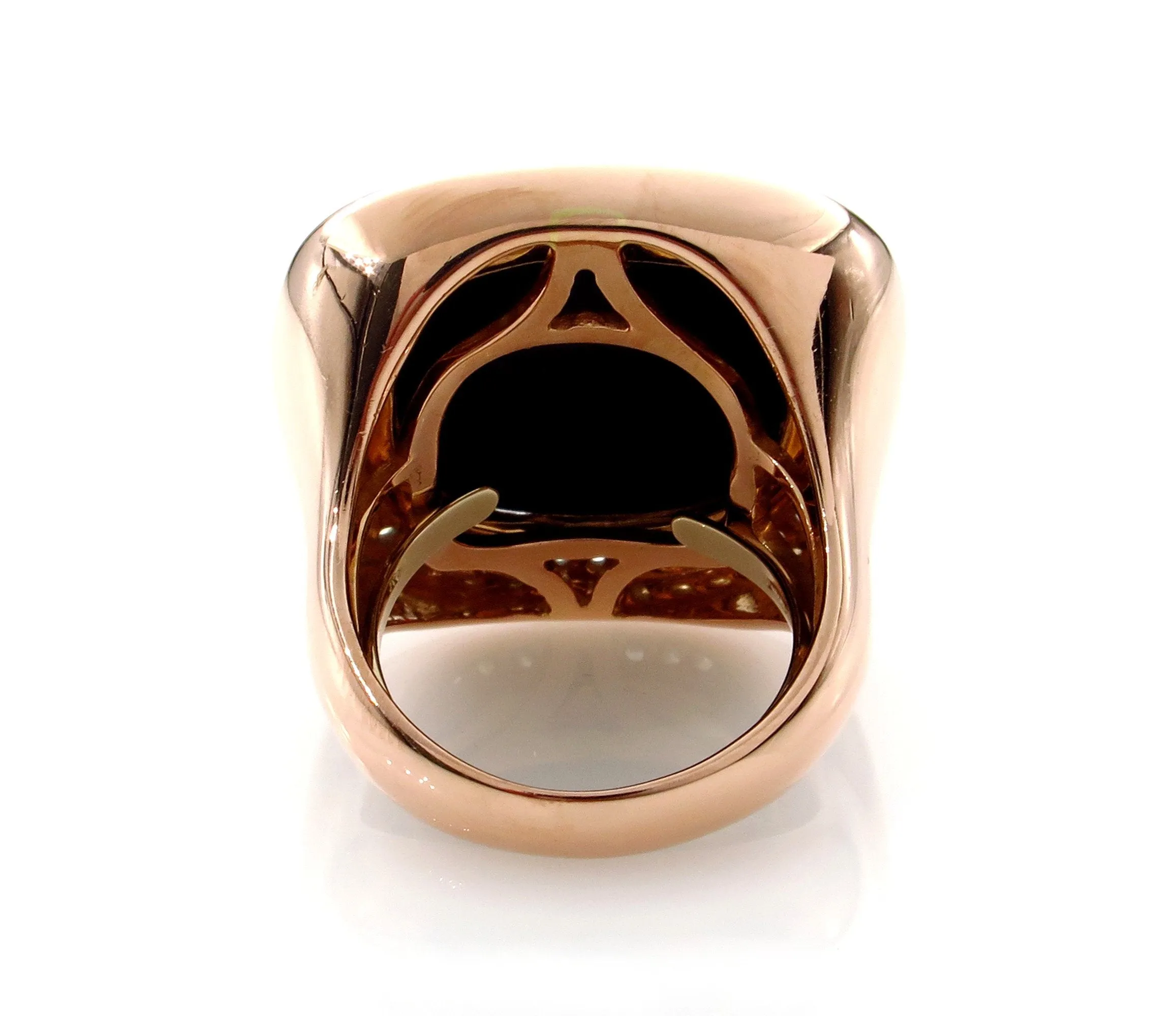 Fashion French cut Black Onyx and Diamond 18K Rose Gold Estate Ring