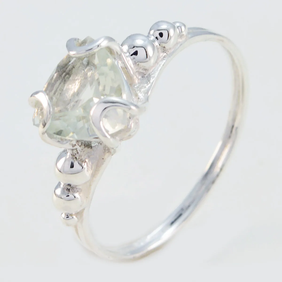 Fine Gemstone Green Amethyst 925 Sterling Silver Ring Jewelry Art