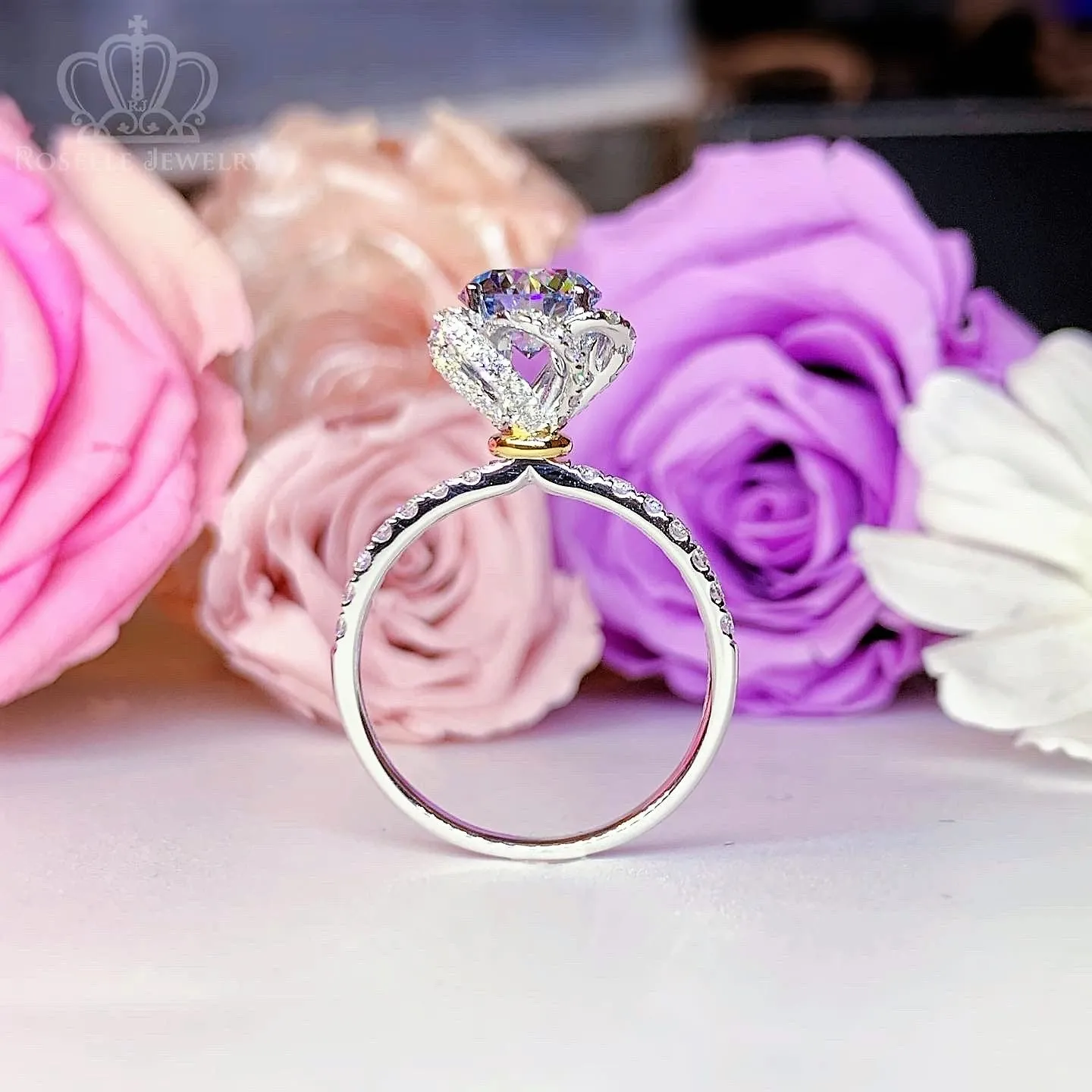 Floral Halo Diamond Engagement Ring - LGR061s