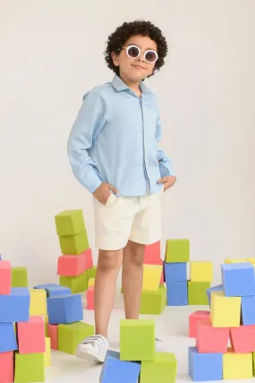 Forest Fern- Thread Embroidered Cotton Satin Shirt for Boys