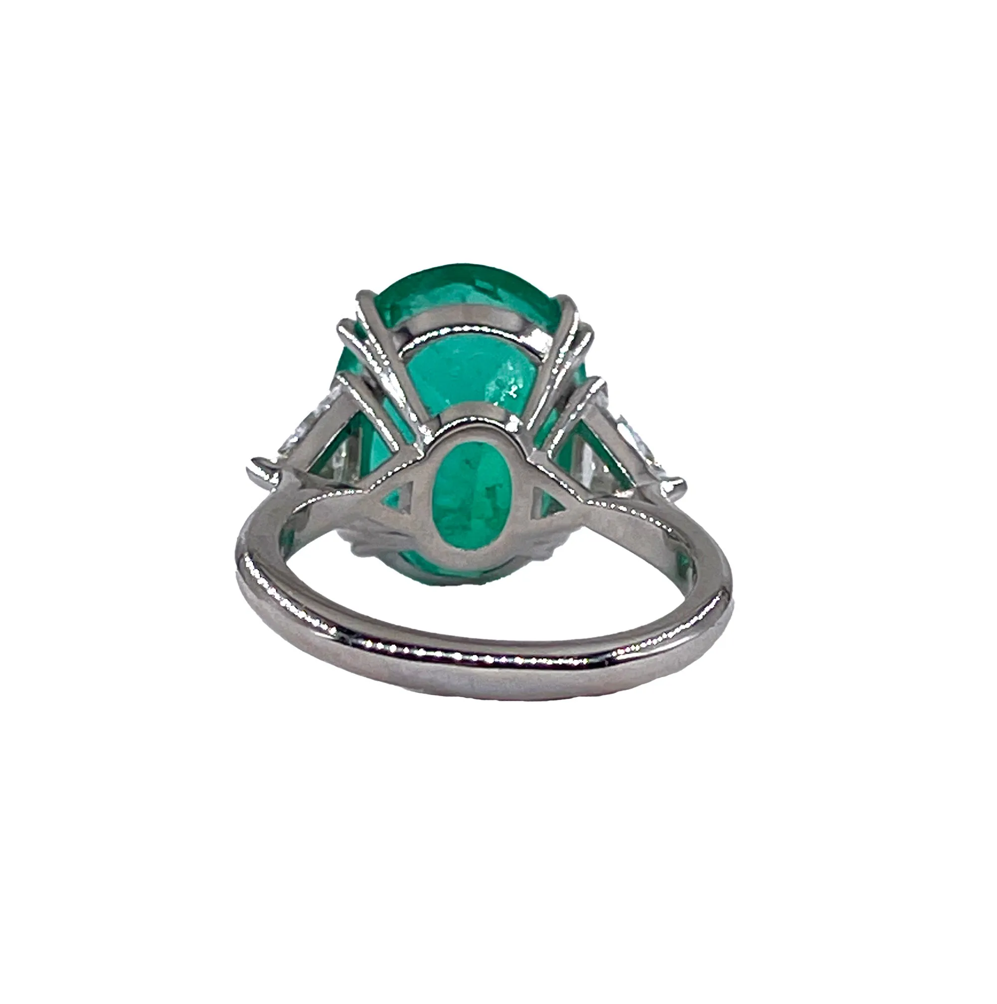 GIA 10cts Colombian Green Emerald & Diamond 3 Stone Engagement Platinum Ring