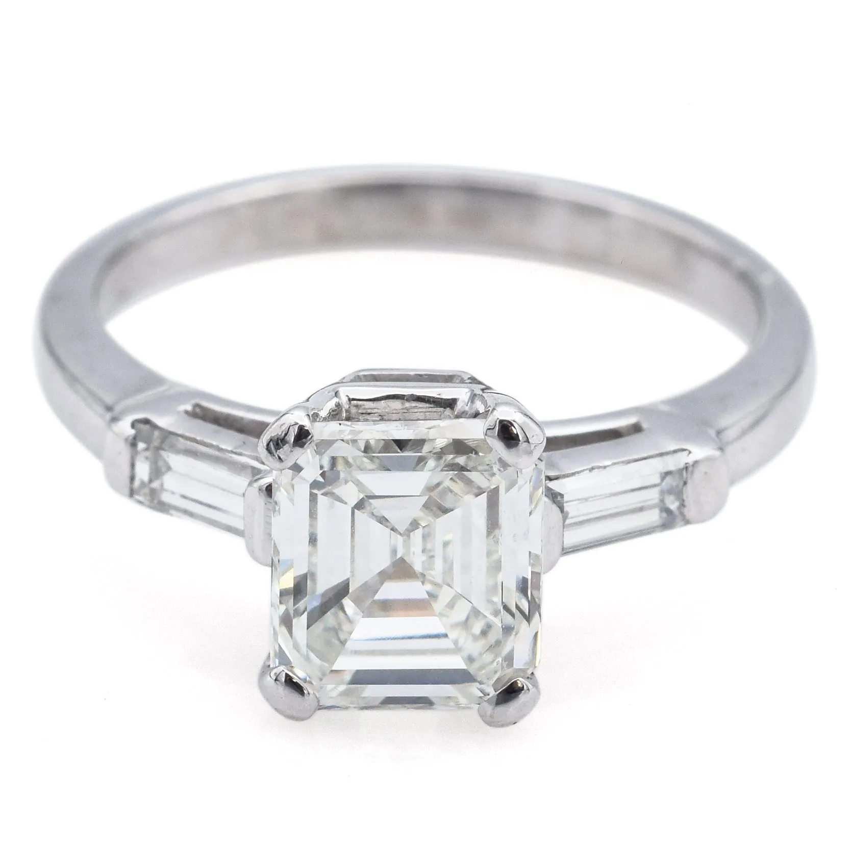 GIA Certified 1.22Ct Emerald Cut I VS Center Diamond Platinum Ring 1.51TCW