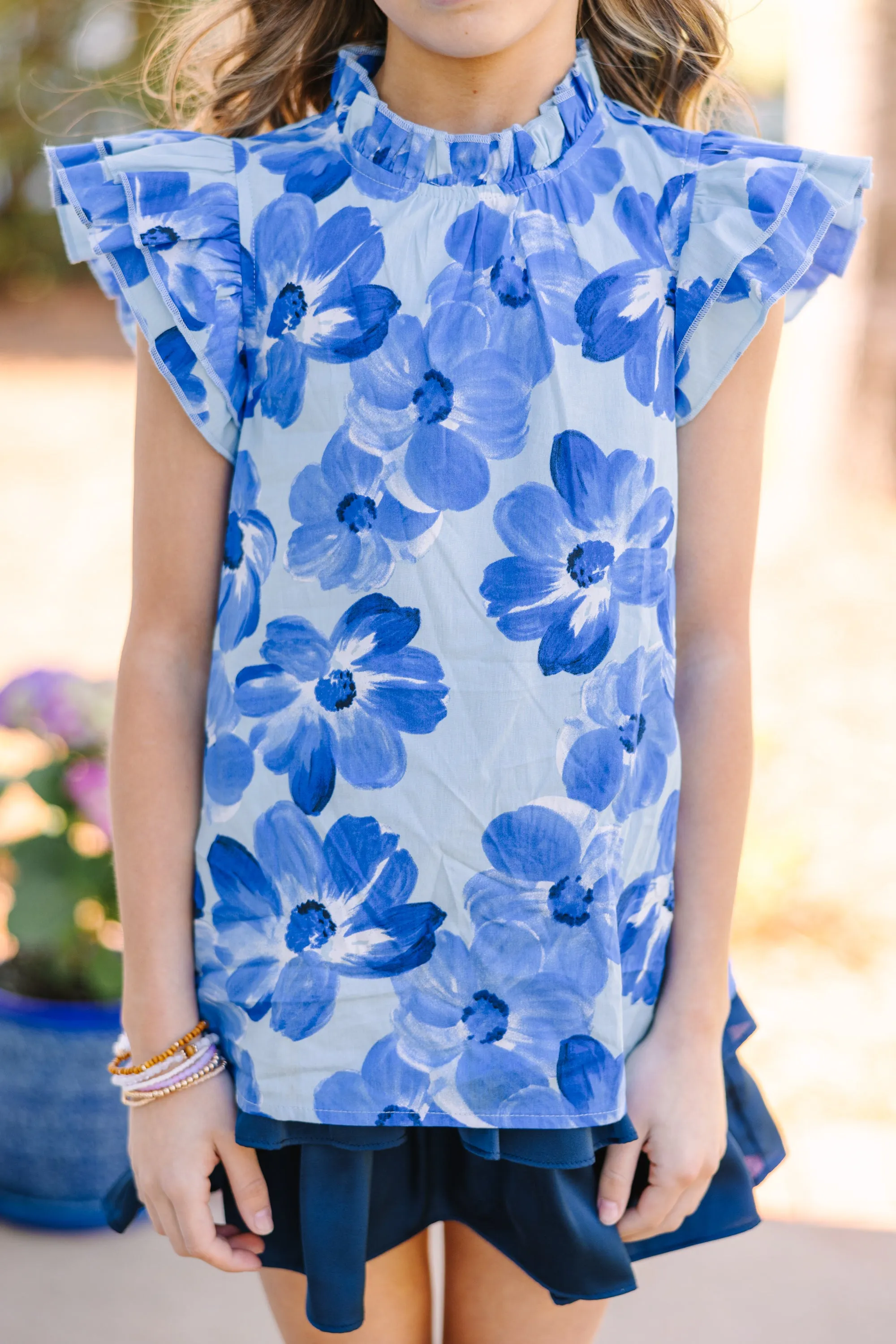 Girls: A True Beauty Blue Floral Blouse