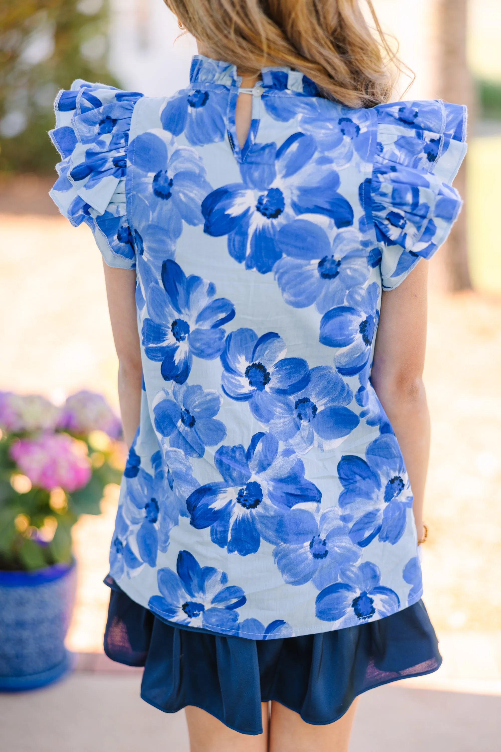 Girls: A True Beauty Blue Floral Blouse