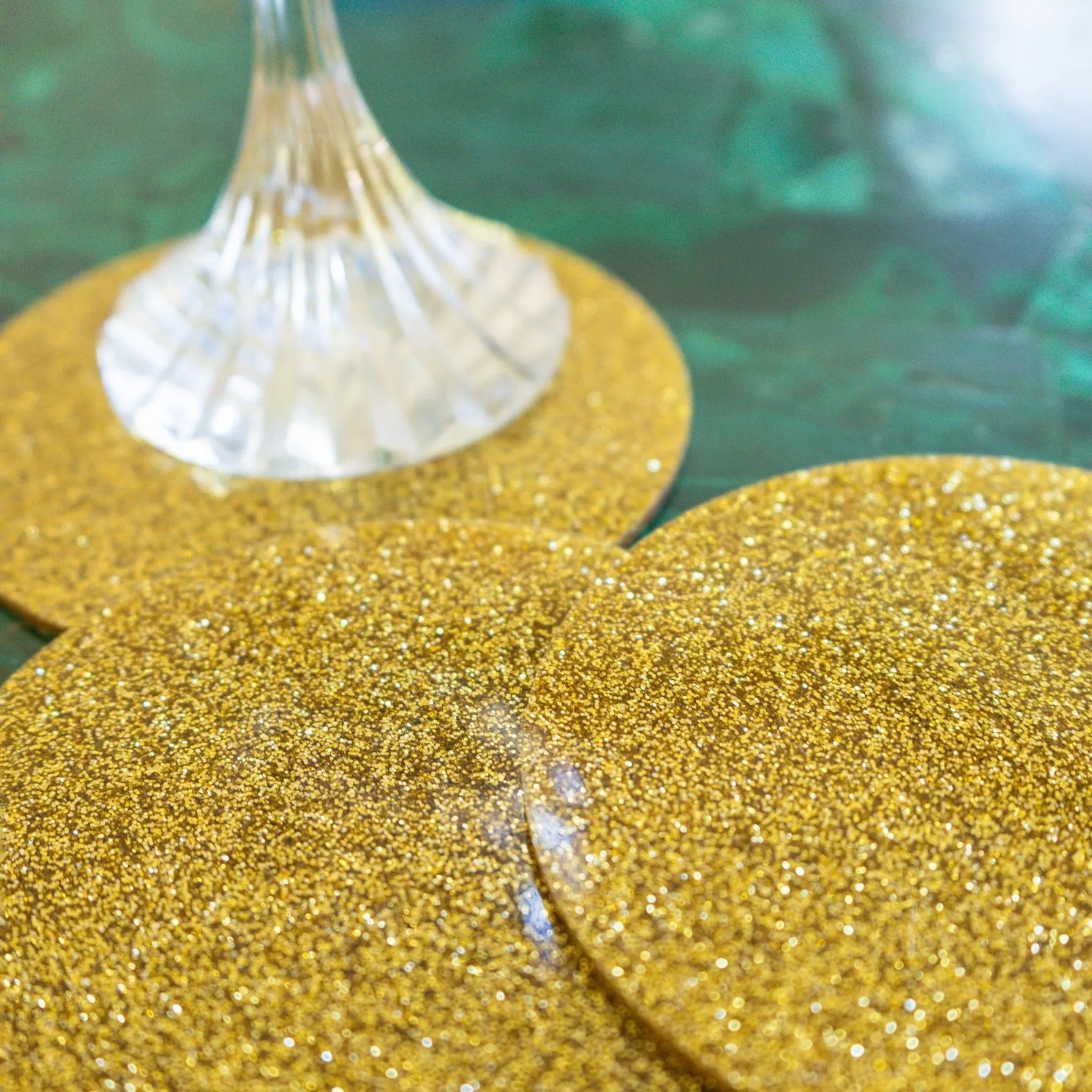 GOLD GLITTER LUNA SET OF 4 COASTERS