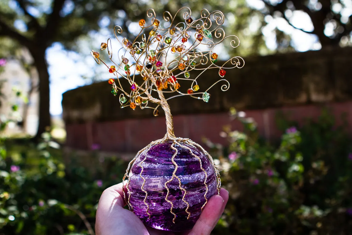 Golden Crystal Tree of Life with Sparkle Orb