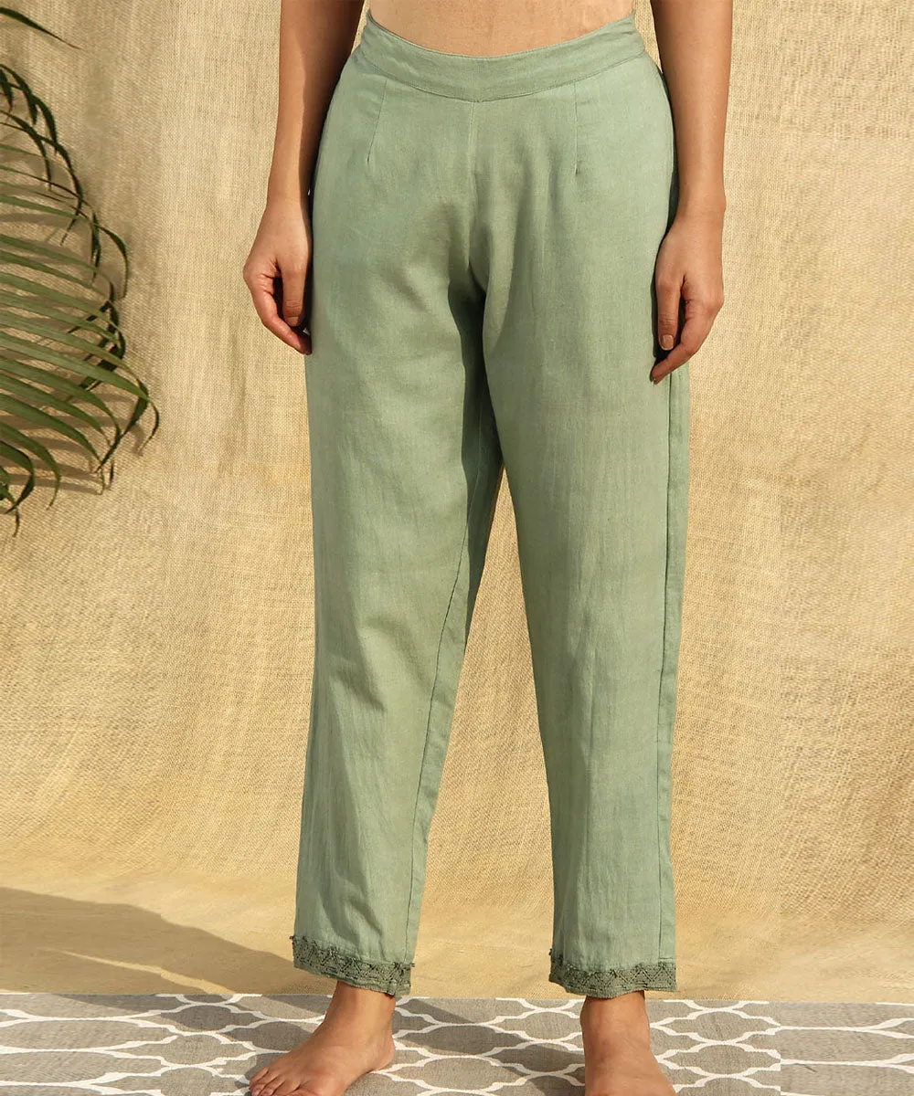 Green handwoven cotton flex pant