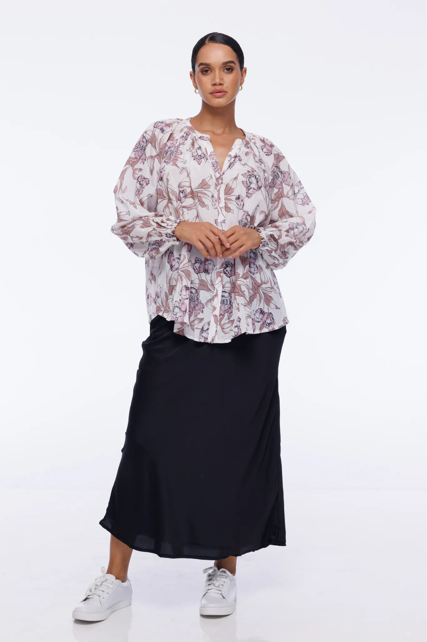 Greta Blouse - Exclusive White/Pink/Mauve Floral