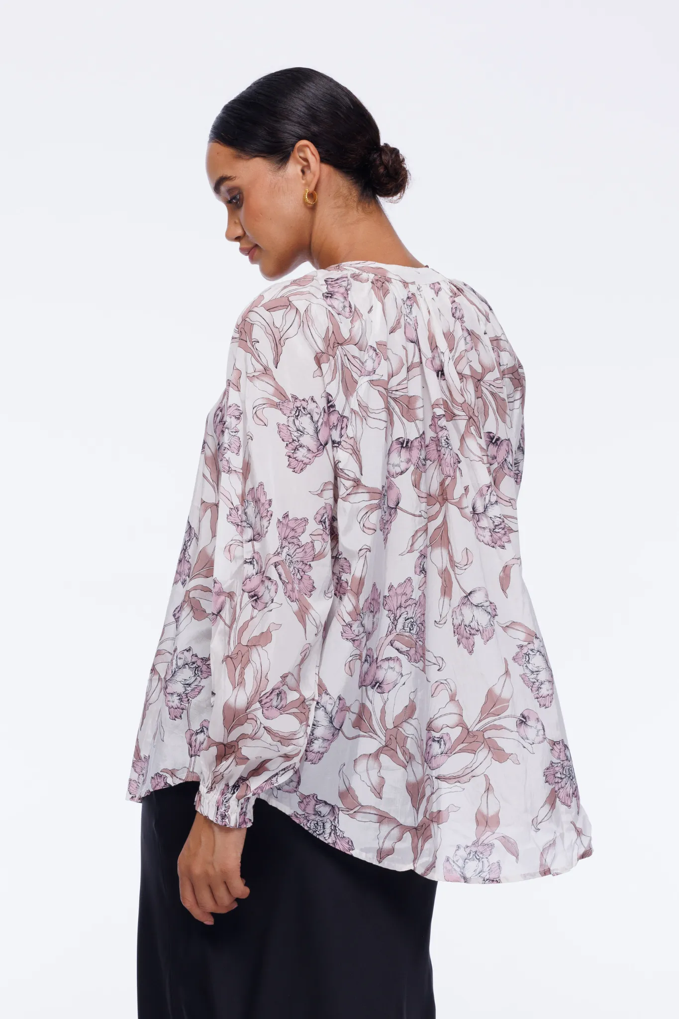 Greta Blouse - Exclusive White/Pink/Mauve Floral