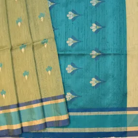 Handwoven Green with Firozi Silk Cotton Saree - 331N005096DSS