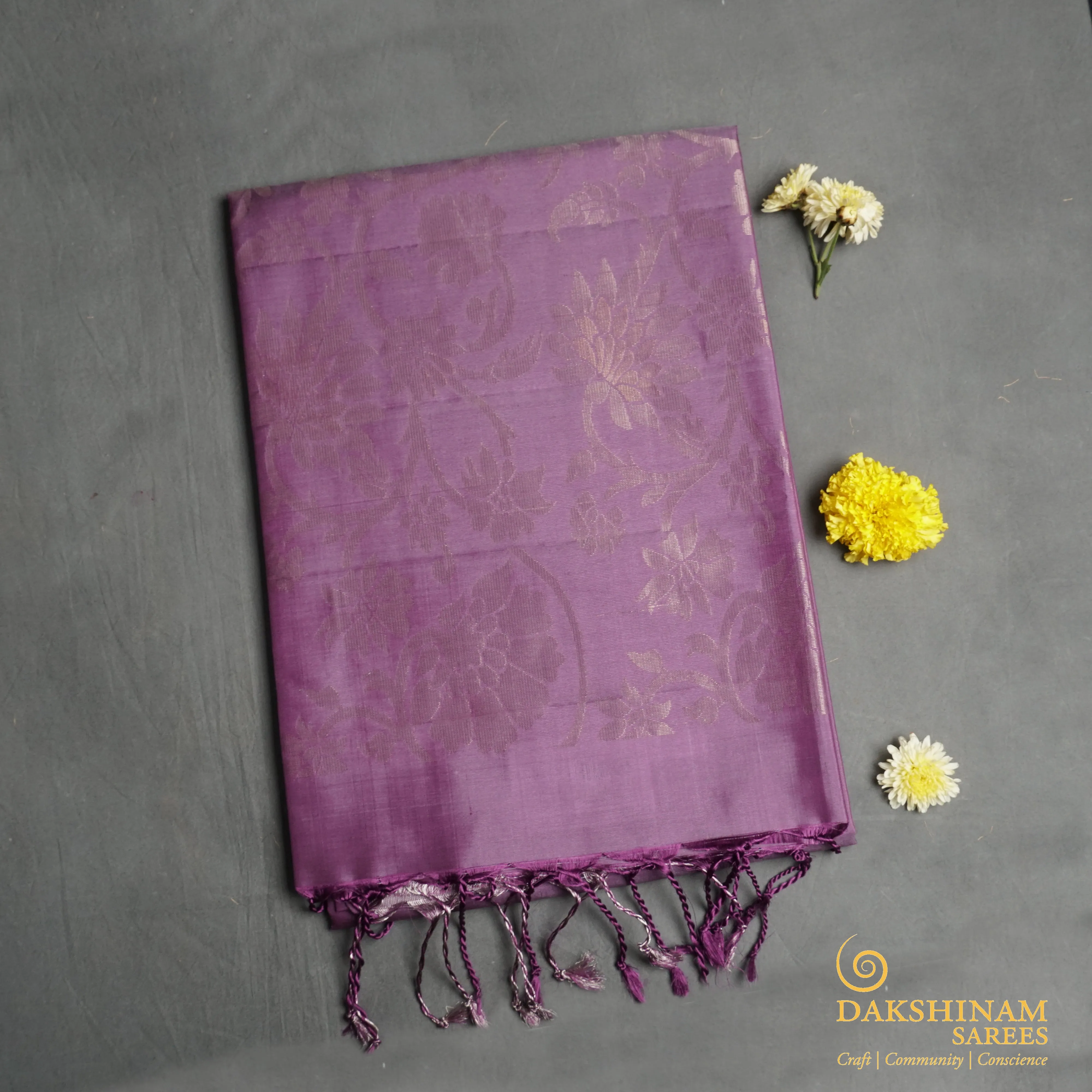 Handwoven Lavender Soft Silk Saree - 1757T009273DSC