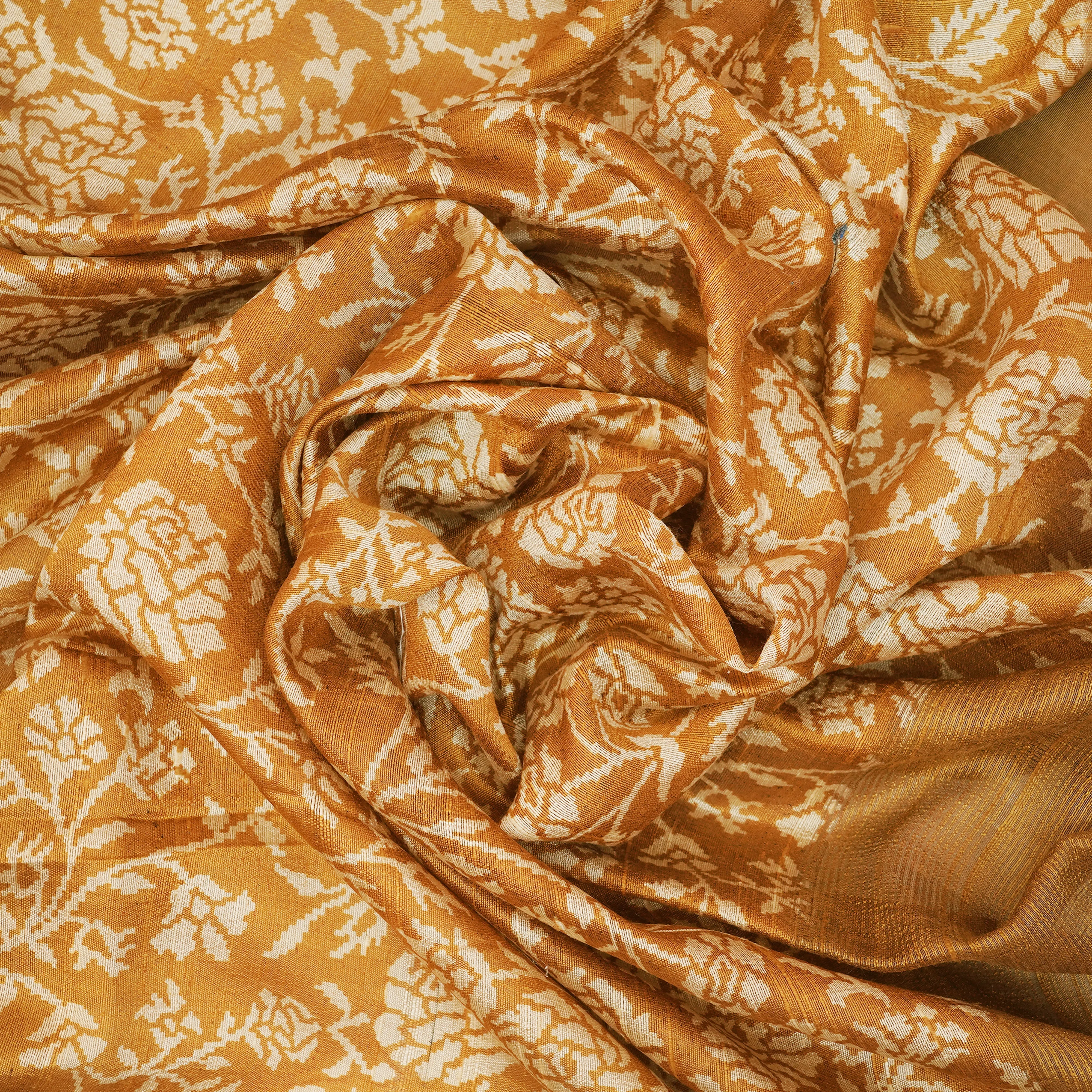 Handwoven Mustard Orange Tussar Silk Saree - 1992T009900DSC