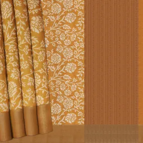 Handwoven Mustard Orange Tussar Silk Saree - 1992T009900DSC