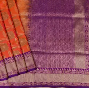 Handwoven Orange and Purple Banarasi Silk Saree - 55N004064DSJ